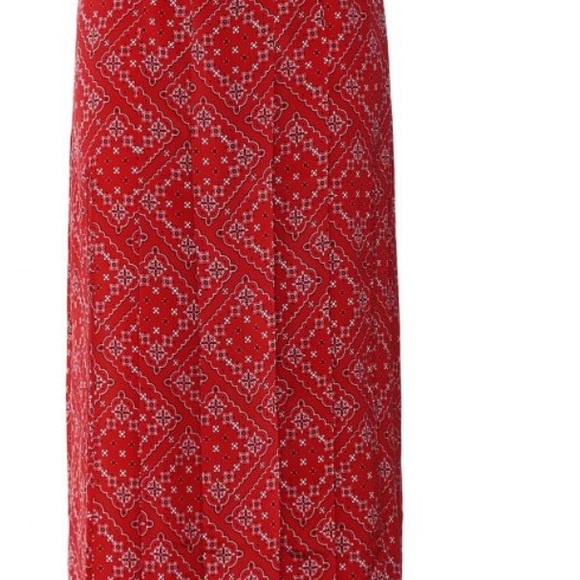 RIXO Georgia A Line Red Print Silk Midi Skirt - Picture 10 of 10